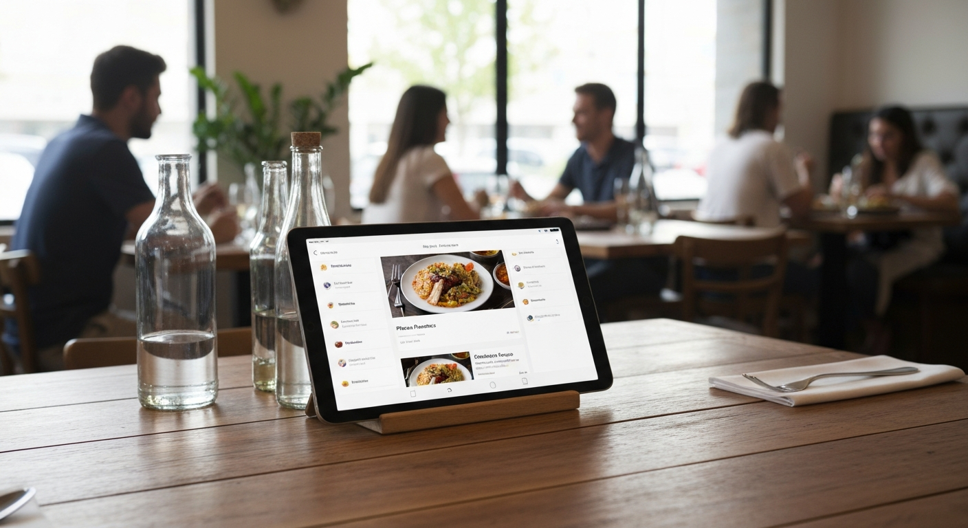 Restaurante moderno con clientes disfrutando